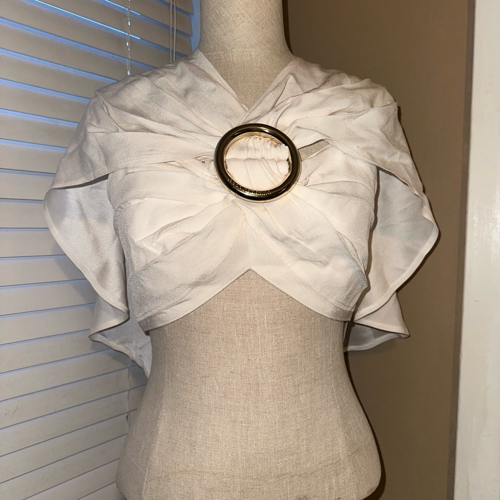 Paco Rabanne cream cape top
